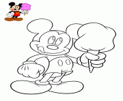 Coloriage mickey mouse avec une delicieuse creme glace
