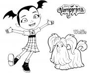 Coloriage vampirina avec son chien wolfie