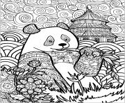 Coloriage panda et motifs en chine mandala animaux
