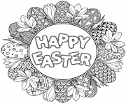 Coloriage mandala paques happy easter