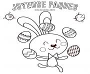 Coloriage lapin de paques jongleur oeufs facile