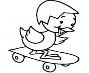 Coloriage poussin fait de planche skateboard