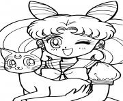 Coloriage Sailor Moon and Cat