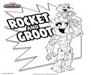 Coloriage Rocket and Groot Marvel Super Heros