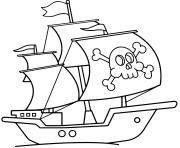 Coloriage bateau pirate facile