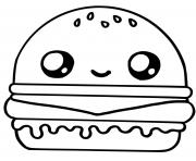 Coloriage cute hamburger food kawaii