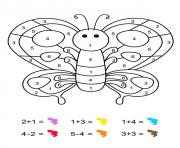 Coloriage magique maternelle un papillon multicolore