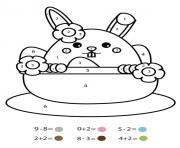 Coloriage magique maternelle un lapin dans une tasse
