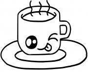 Coloriage cute cup of hot chocolate or coffee dessin kawaii