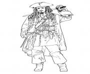 Coloriage pirate des caraibes capitaine Jack Sparrow