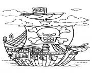 Coloriage bateau de pirate avec drapeau tete de mort