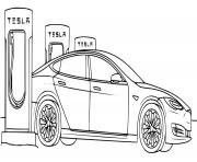Coloriage stations service electriques modernes de Tesla