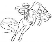 Coloriage chloe 12 ans monte sur son cheval chili horseland