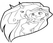 Coloriage sarah caresse son cheval scarlet horseland