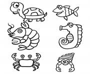 Coloriage animaux de la mer et marin maternelle