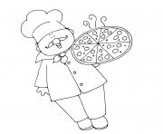 Coloriage chef cuisine de la pizza