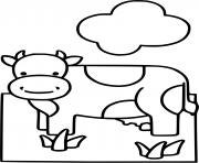 Coloriage vache dans la ferme avec un nuage