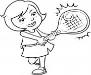 Coloriage une fille joue au tennis