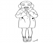 Coloriage fille ado bien au chaud avec son manteau