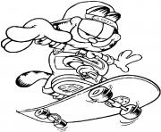 Coloriage Garfield en skateboard
