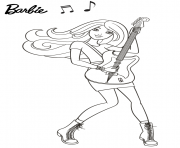 Coloriage barbie joue de la musique avec sa guitare
