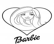 Coloriage barbie love avec un coeur