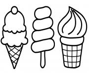 Coloriage trois saveurs de glaces pour enfants