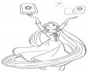 Coloriage princesse lance les lanternes dans le ciel