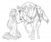 Coloriage la princesse donne une lecon a maximus le cheval