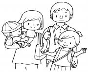 Coloriage famille avec deux enfants