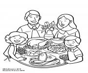 Coloriage la famille a table pour le repas