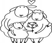 Coloriage une famille de moutons