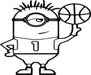 Coloriage Minion Playing Basketball