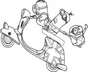 Coloriage Minions on the Motorcycle