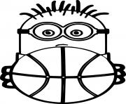 Coloriage Minion Holds a Basketball