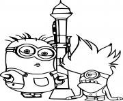 Coloriage Minions and Rocket
