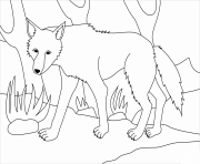 Coloriage loup dans la foret par Olga Gaidoush