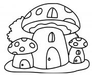 Coloriage maisons en forme de champignon