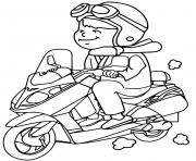 Coloriage enfant avec sa petite moto scooter
