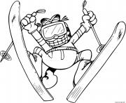 Coloriage Garfield expert skieur saut ski