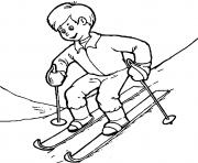 Coloriage enfant qui apprend a skier