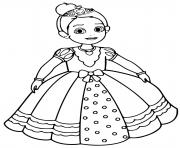 Coloriage princesse avec une robe de mariage