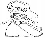 Coloriage princesse avec une robe motif de coeurs