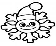 Coloriage emoji flocon de neige avec un chapeau de noel