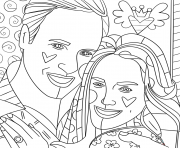 Coloriage kate middleton and prince william by romero britto