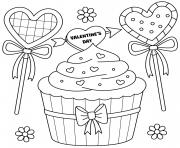 Coloriage cupcake de la saint valentin pour fevrier
