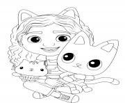 Coloriage adorable gabby fille energique et son chat
