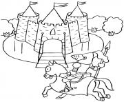 Coloriage chevalier chateau