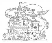 Coloriage chateau dragon