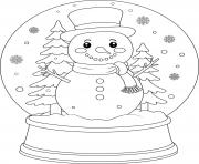 Coloriage bonhomme neige boule neige avec sapins